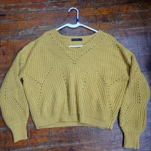 Moon & Madison Knit V Neck Mustard Sweater Womens S